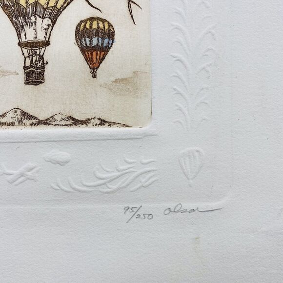David Olson Hot Air Balloon Etching Signed and Numbered - Picture 3 of 5